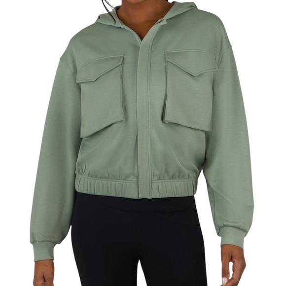 YOGALICIOUS Softlite Scuba Autumn HOODIE JACKET  color Iceberg Green Size Small - Picture 1 of 6